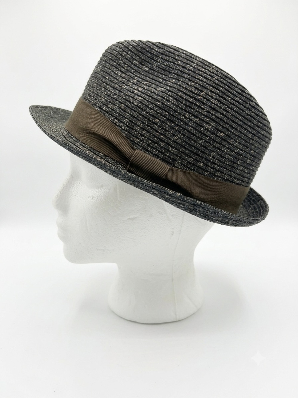 Saks Fifth Avenue Heather Green Straw Unisex Fedora with Olive Band, Sz L